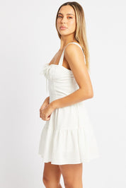 White Fit And Flare Dress Mini - Àlainn Fashion