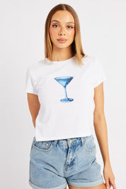 White Graphic Tee Short Sleeve - Àlainn Fashion