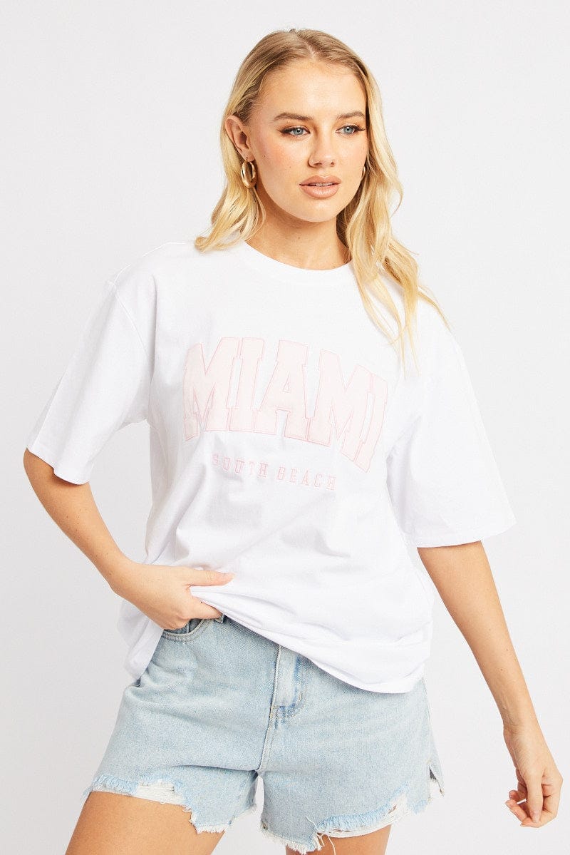 White Graphic Tee Short Sleeve - Àlainn Fashion