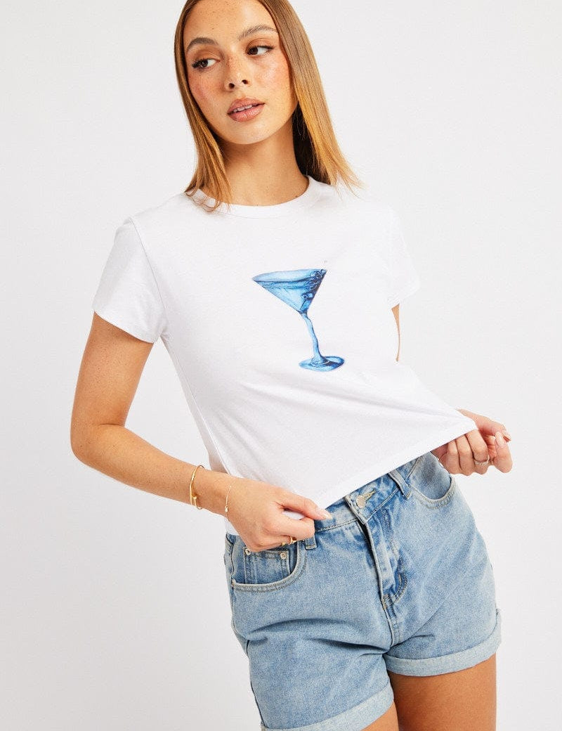 White Graphic Tee Short Sleeve - Àlainn Fashion