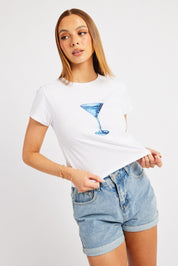 White Graphic Tee Short Sleeve - Àlainn Fashion