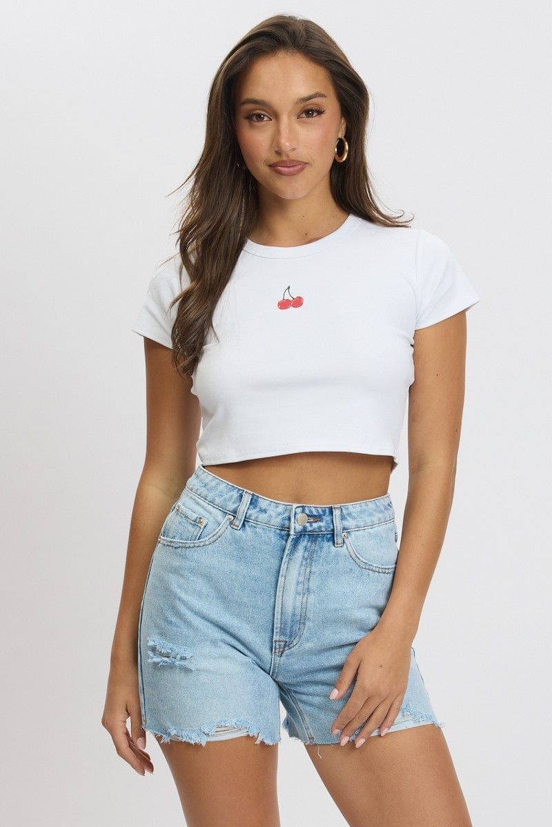 White Graphic Tee Short Sleeve - Àlainn Fashion