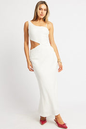 White Maxi Dress Cut Out Detail - Àlainn Fashion