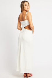 White Maxi Dress Cut Out Detail - Àlainn Fashion