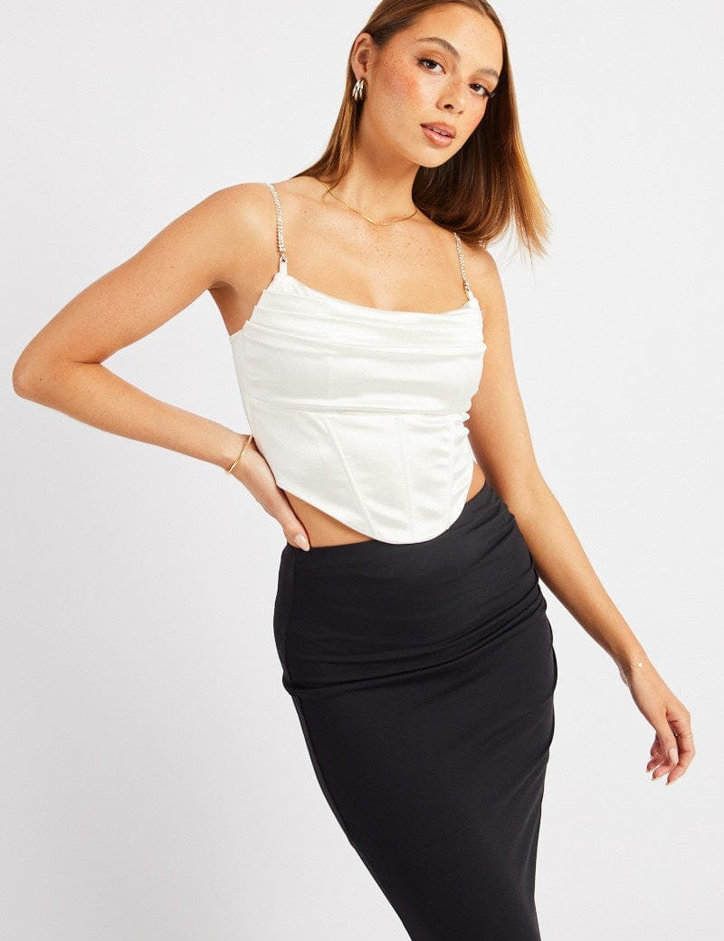 White Satin Cowl Cami Top - Àlainn Fashion