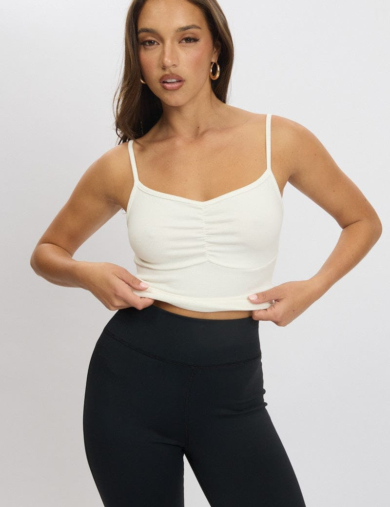 White Singlet Top Round Neck - Àlainn Fashion