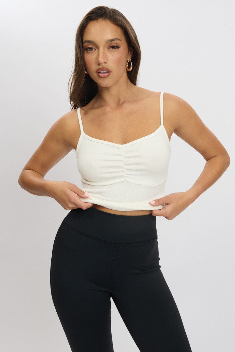 White Singlet Top Round Neck - Àlainn Fashion