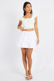 White Skater Skirt Tiered Mini - Àlainn Fashion