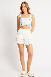 White Skort Mini Elasticated Waist - Àlainn Fashion