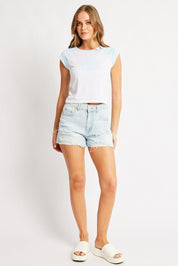 White Sport Tee Short Sleeve Crop - Àlainn Fashion