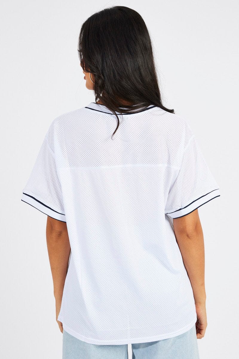 White Sports Tee Short Sleeve - Àlainn Fashion