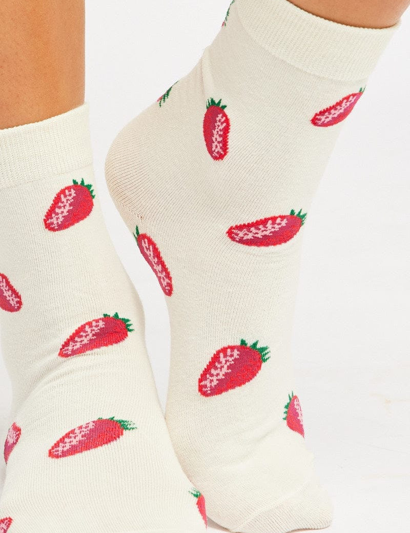 White Strawberry Socks - Àlainn Fashion