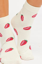 White Strawberry Socks - Àlainn Fashion