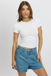 White T Shirt Short Sleeve Crew Neck Modal - Àlainn Fashion