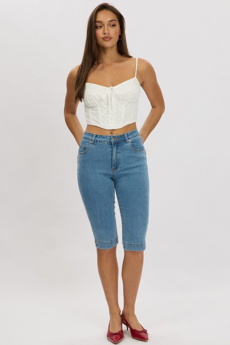 White Tie Front Crop Top - Àlainn Fashion