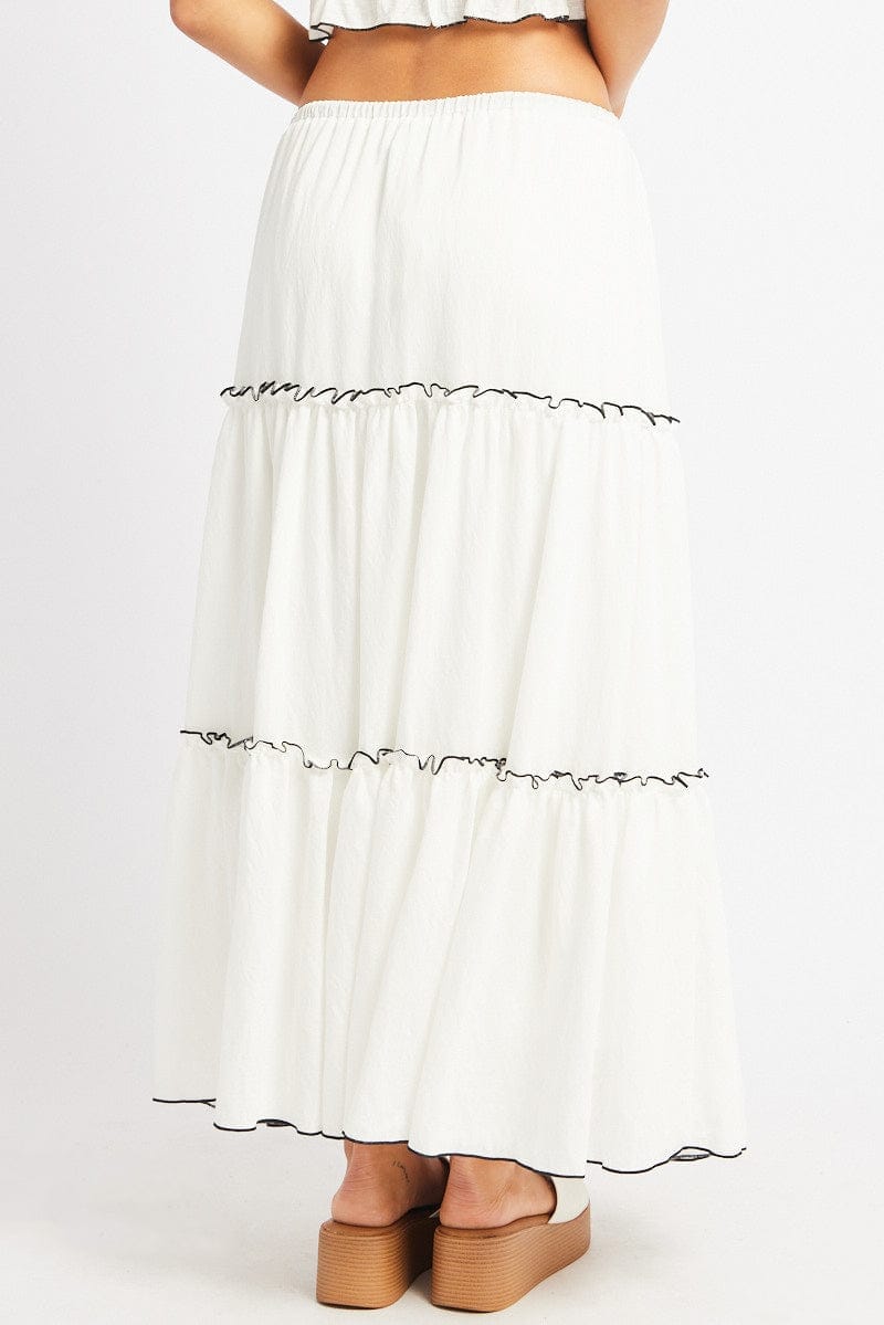 White Tiered Maxi Skirt - Àlainn Fashion