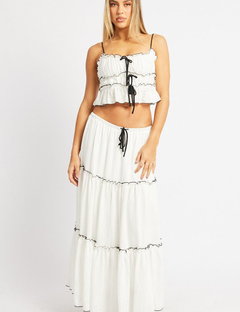 White Tiered Maxi Skirt - Àlainn Fashion