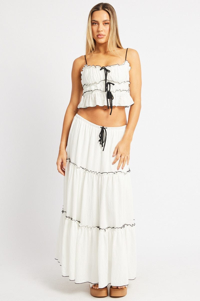 White Tiered Maxi Skirt - Àlainn Fashion