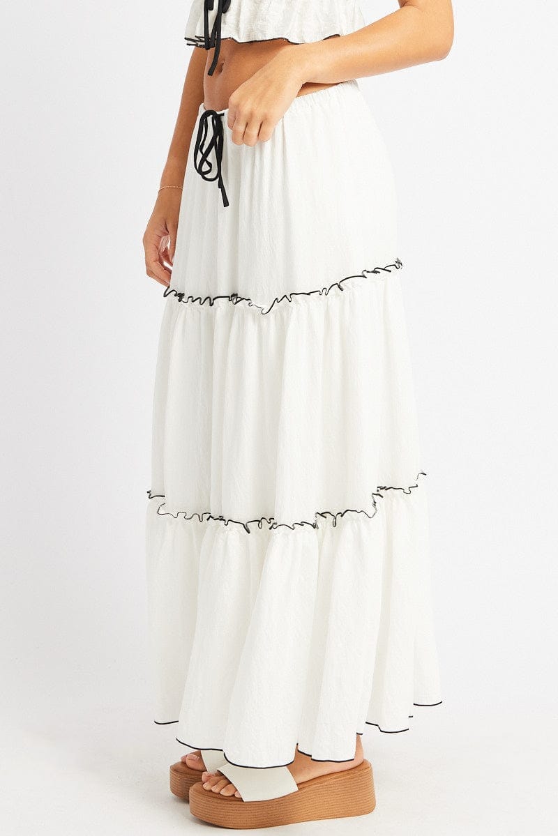 White Tiered Maxi Skirt - Àlainn Fashion