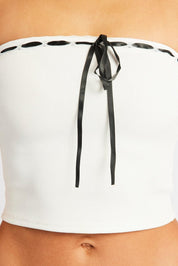 White Tube Top Ribbon Trim - Àlainn Fashion