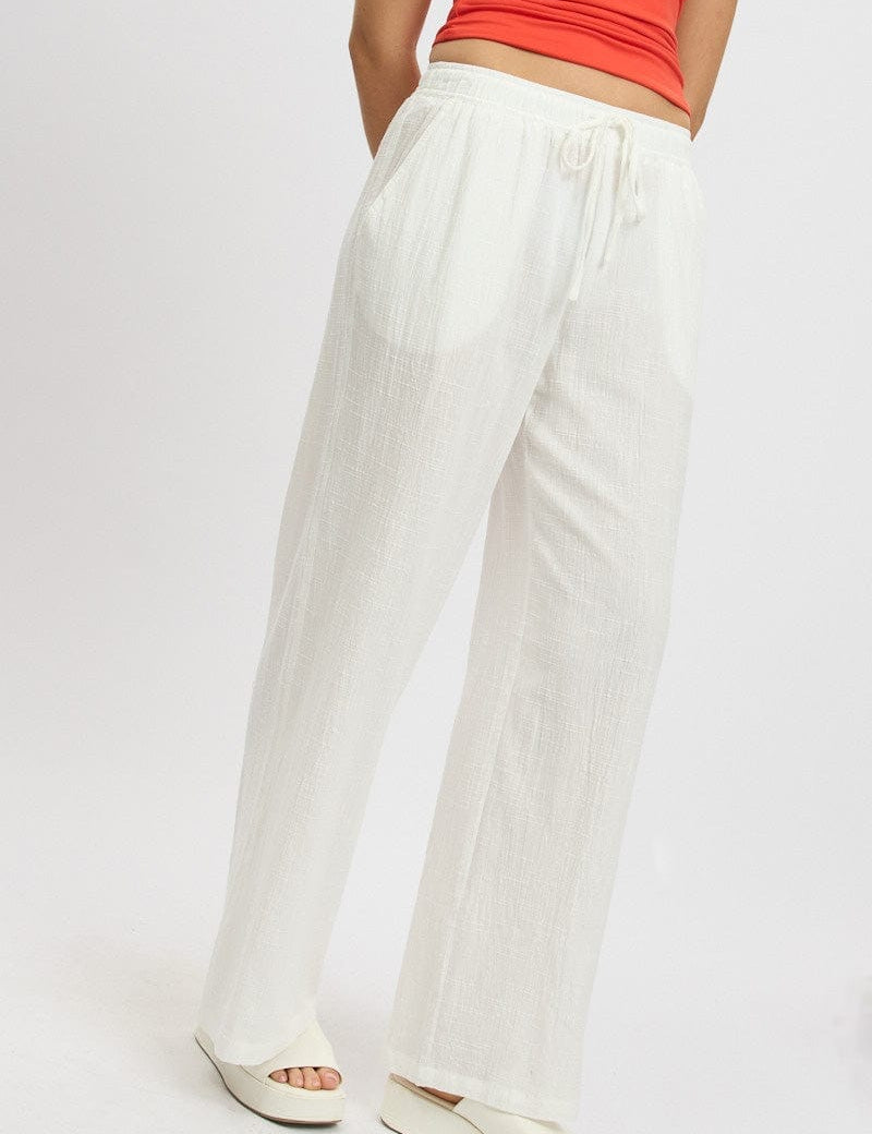 White Wide Leg Pants High Rise - Àlainn Fashion