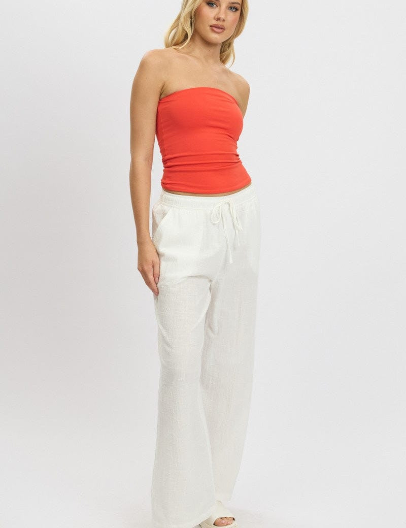 White Wide Leg Pants High Rise - Àlainn Fashion