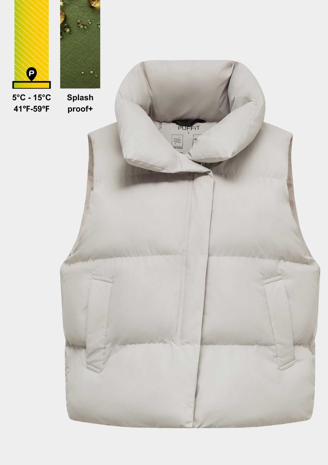 Winter Warmer Puffer Gilet Vest Grey XS (less than 100 items) - Àlainn Fashion