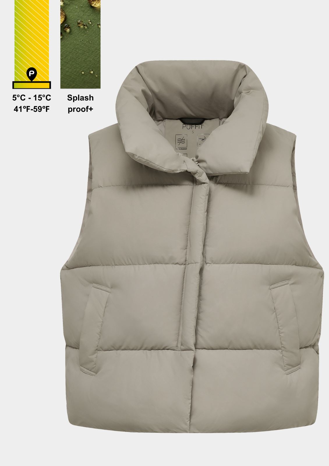 Winter Warmer Puffer Gilet Vest Oat XS (less than 100 items) - Àlainn Fashion