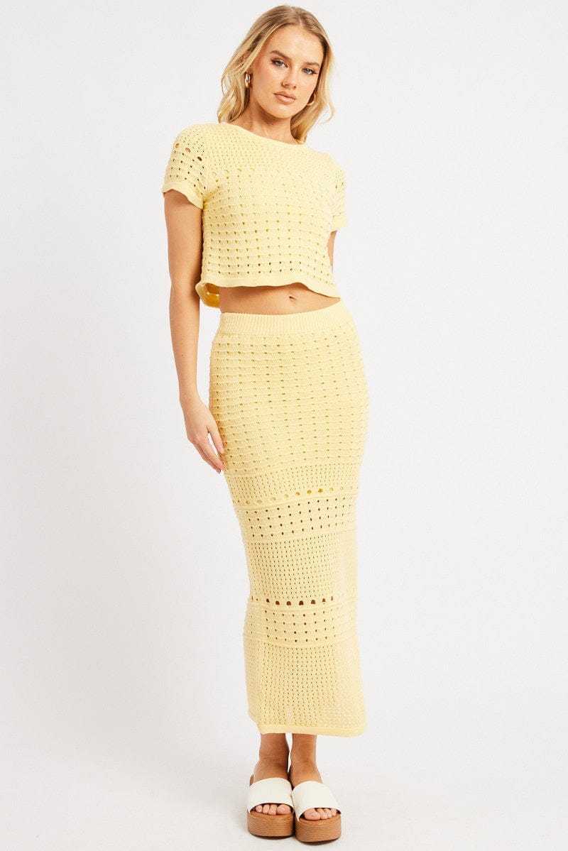 Yellow Crochet Skirt High Rise Maxi - Àlainn Fashion