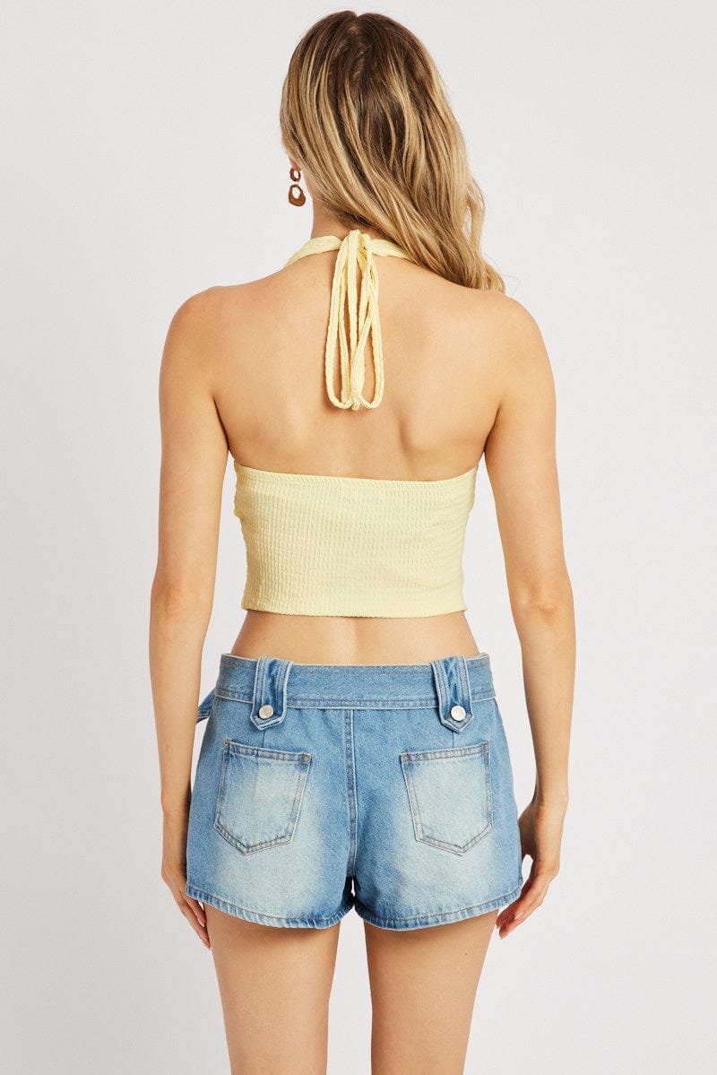 Yellow Halter Neck Top Textured - Àlainn Fashion