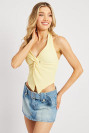 Yellow Halter Neck Top Textured - Àlainn Fashion