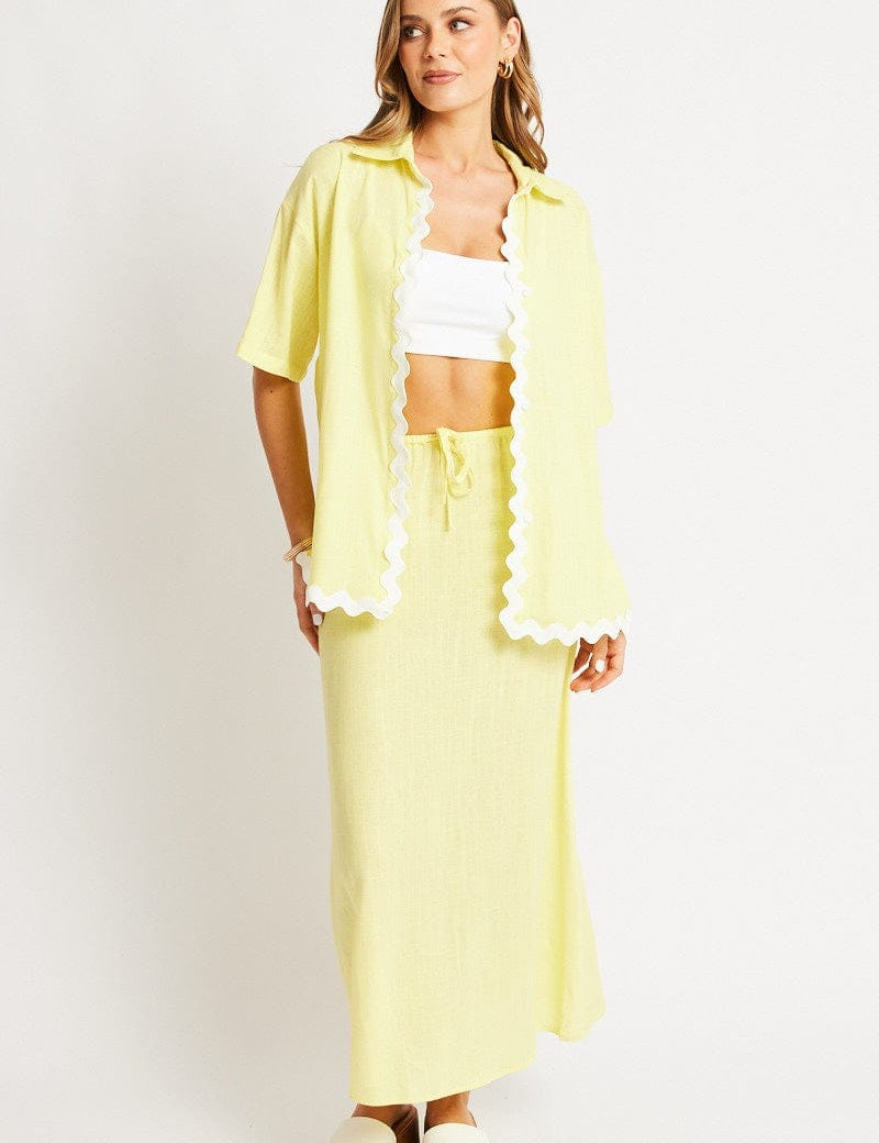 Yellow Midaxi Skirt Relaxed Fit Elastic Waist - Àlainn Fashion