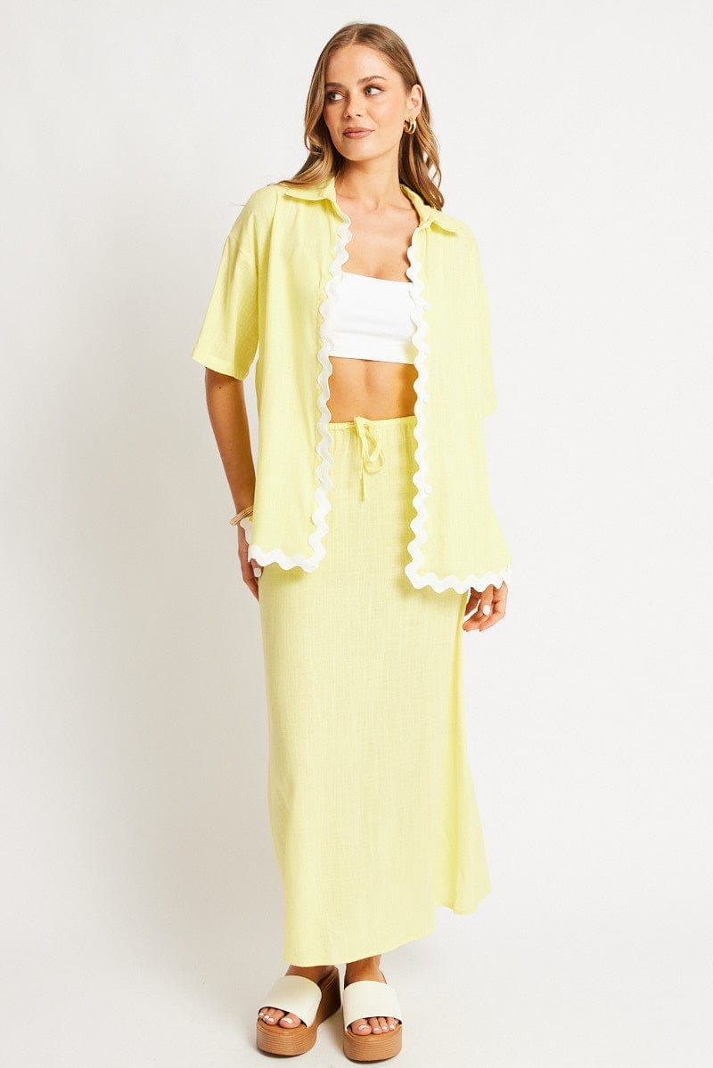 Yellow Midaxi Skirt Relaxed Fit Elastic Waist - Àlainn Fashion