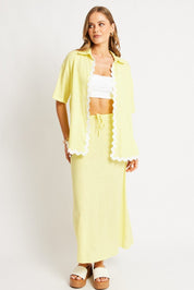 Yellow Midaxi Skirt Relaxed Fit Elastic Waist - Àlainn Fashion