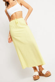 Yellow Midaxi Skirt Relaxed Fit Elastic Waist - Àlainn Fashion